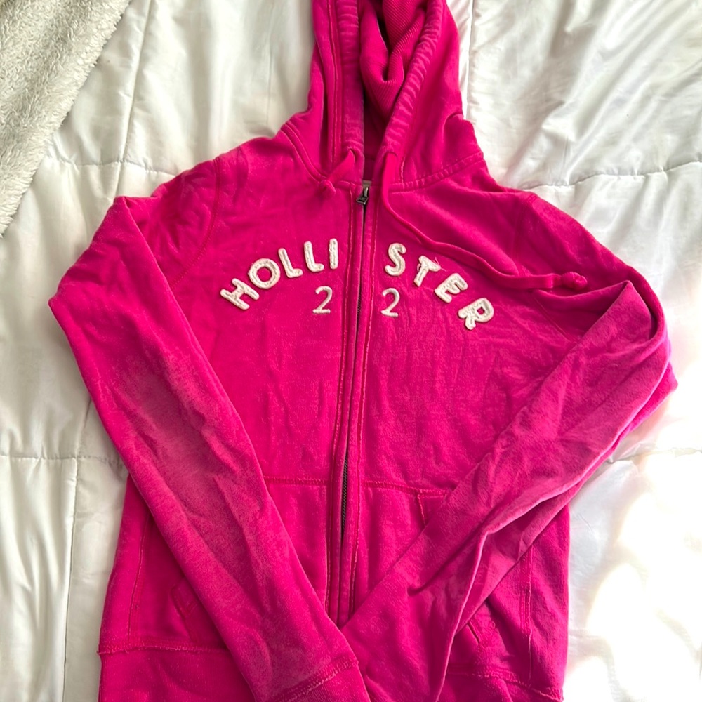 pink hollister zip up